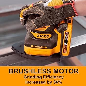 INGCO Cordless Palm Sander (CPSLI2024) – 12,000 OPM No-Load Speed, 125mm Sanding Pad, Compact and Ergonomic Design for Comfortable One-Handed Operation, Optimized for Smooth Surface Finishing and Material Removal.