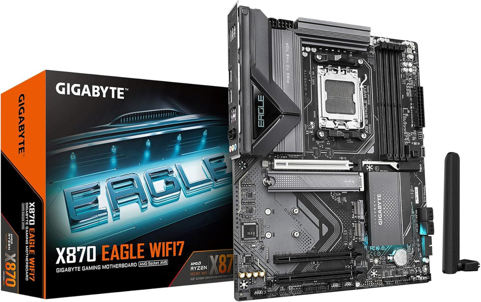 GIGABYTE X870 Eagle WIFI7 AMD AM5 LGA 1718 Motherboard, ATX, DDR5, 4X M.2, PCIe 5.0, USB4, WIFI7, 2.5GbE LAN, EZ-Latch