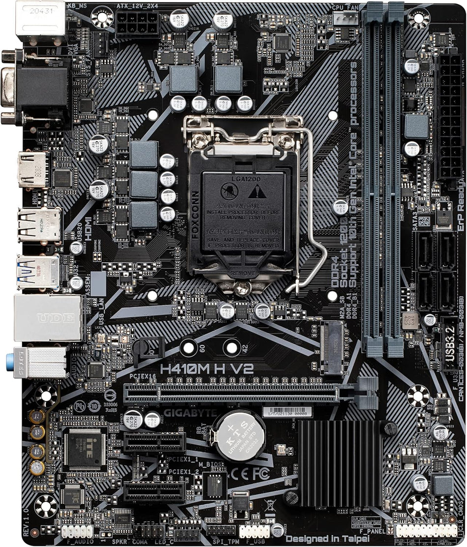 GIGABYTE H410M H V2 Ultra Durable Motherboard | LGA 1200 Socket | Intel GbE LAN | Smart Fan 5 | NVMe PCIe Gen3 x4 M.2 | Anti-Sulfur Resistor - Micro-ATX