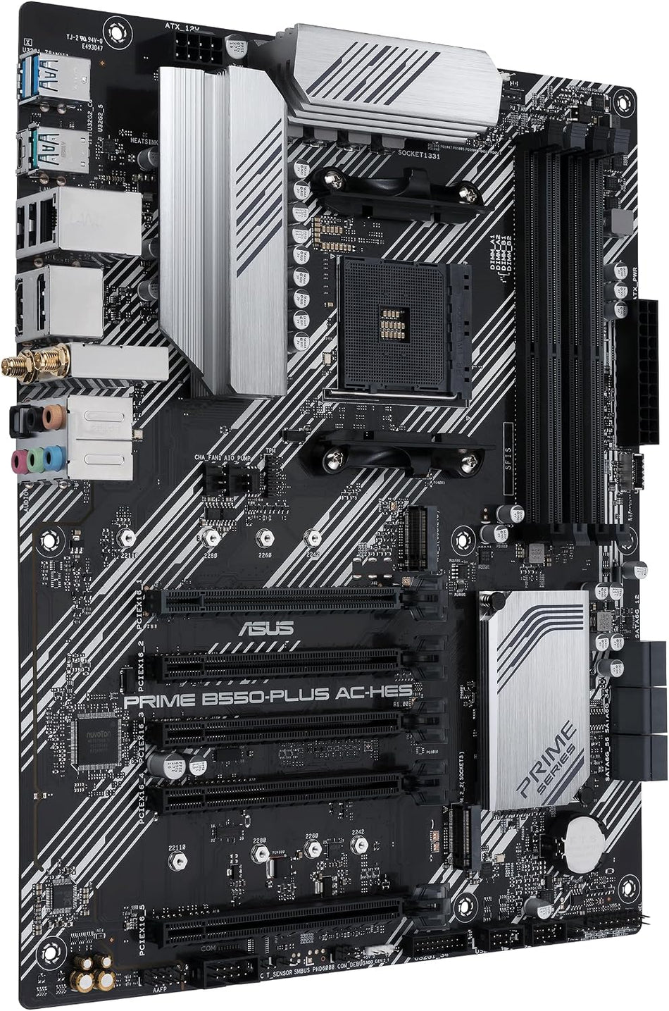 ASUS Prime B550-PLUS AC-HES AMD AM4 (3rd Gen Ryzen) ATX DDR4 Motherboard (Dual M.2, PCIe4.0, WIFI5, 1Gb Ethernet, SATA 6 Gbps, USB 3.2 Gen 2 Type-C, Front USB 3.2 Gen 1 Type-C and CEC Tier II Ready)