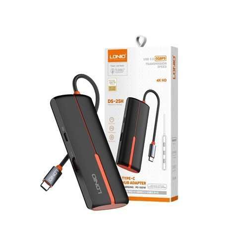 LDNIO DS-25H (Black & White) | 5-in-1 Type-C Multi-Function Docking Station (17cm) | 100W PD + 4K HDMI + 3x USB 3.0