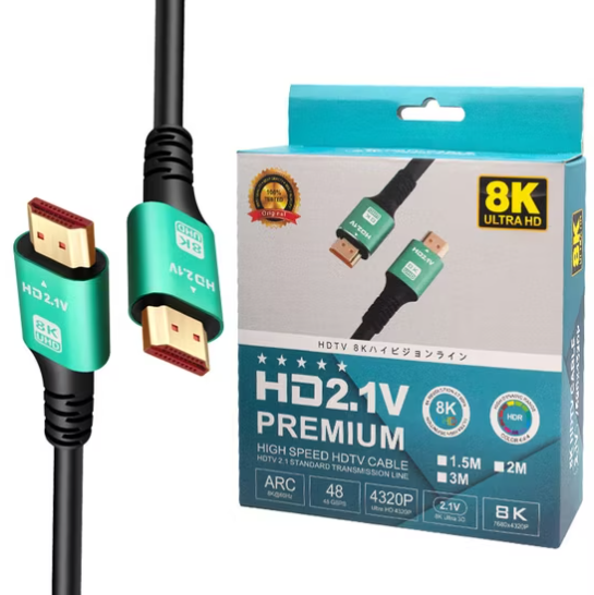 HDMI 2.1 8K Ultra High Speed Cable 1.5M/3M/5M Gold Plated Connectors 48Gbps High-Definition Audio & Video Cord – Black