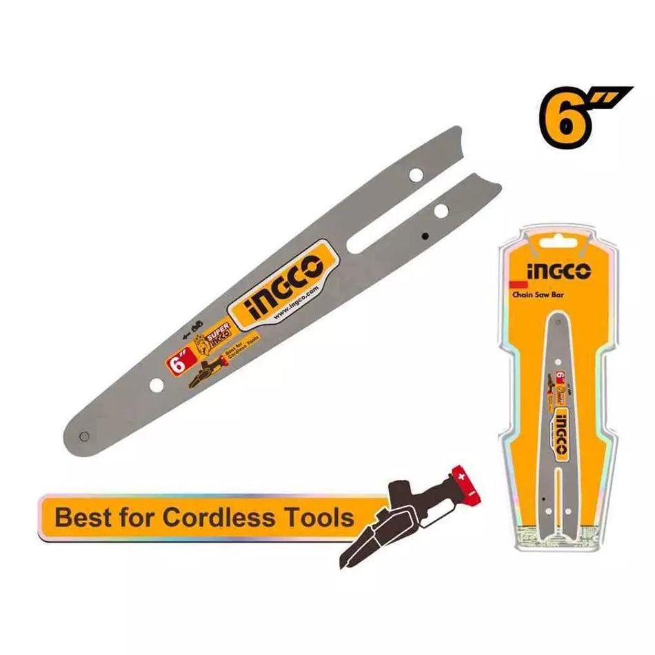Ingco 6-Inch (15cm) Professional Mini Pruning Chainsaw Guide Bar – Premium Low-Kickback Solid Steel Track with 0.043-Inch Gauge for 20V Cordless Saws (AGSB50618)