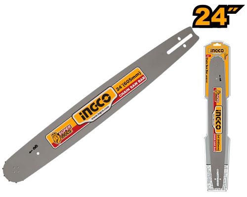 Ingco 24-Inch Industrial Chainsaw Guide Bar - Professional Wear-Resistant Steel Replacement Bar with 0.063" Gauge for GCS5602411 Petrol Chainsaws (AGSB52401)