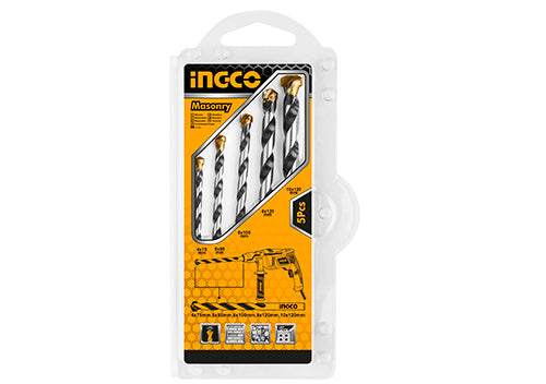 Ingco 5-Piece Masonry Drill Bit Set (AKDB3055) Premium Tungsten Carbide Tipped Impact Drill Bits for Concrete, Brick, Block & Stone Drilling