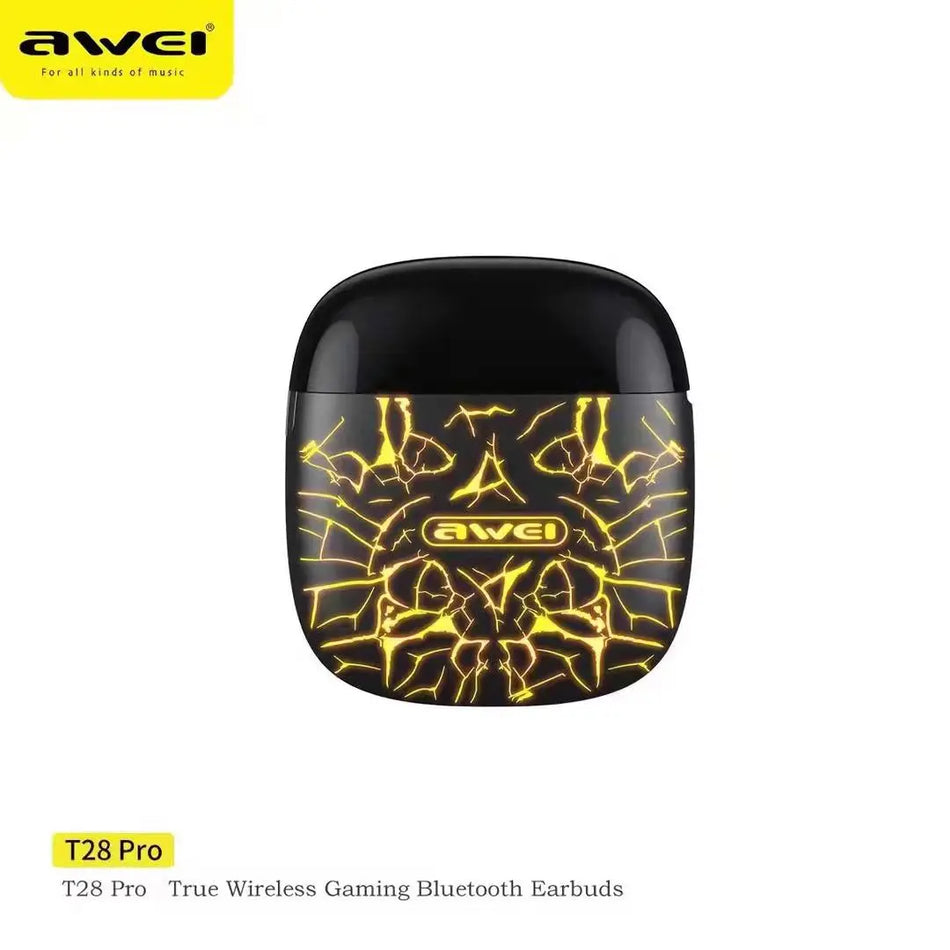 Awei T28 Pro True Wireless TWS Gaming Bluetooth Active Noise-Cancellation Earbuds Black