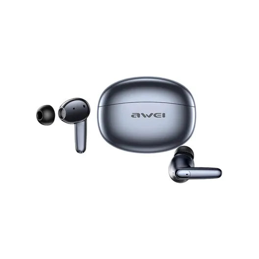 Awei T90 2 in 1 ENC Wireless Bluetooth Earbuds With Mic Noise Reduction Headphones Black