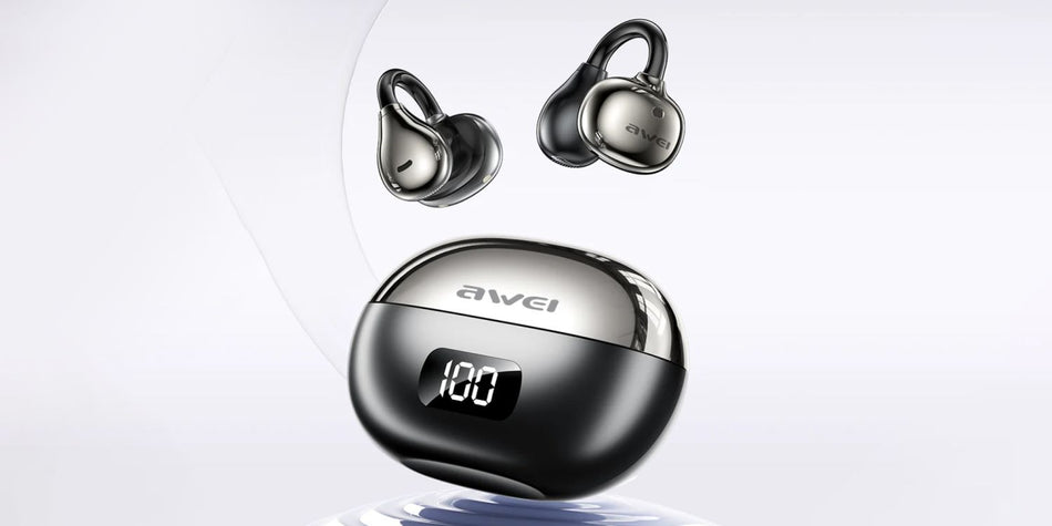 Awei TZ50 Air Conduction Ear Clip Wireless Earphones Bluetooth 5.4 Open-Ear Headphones Clip-On Sports Earbuds IPX6 Waterproof