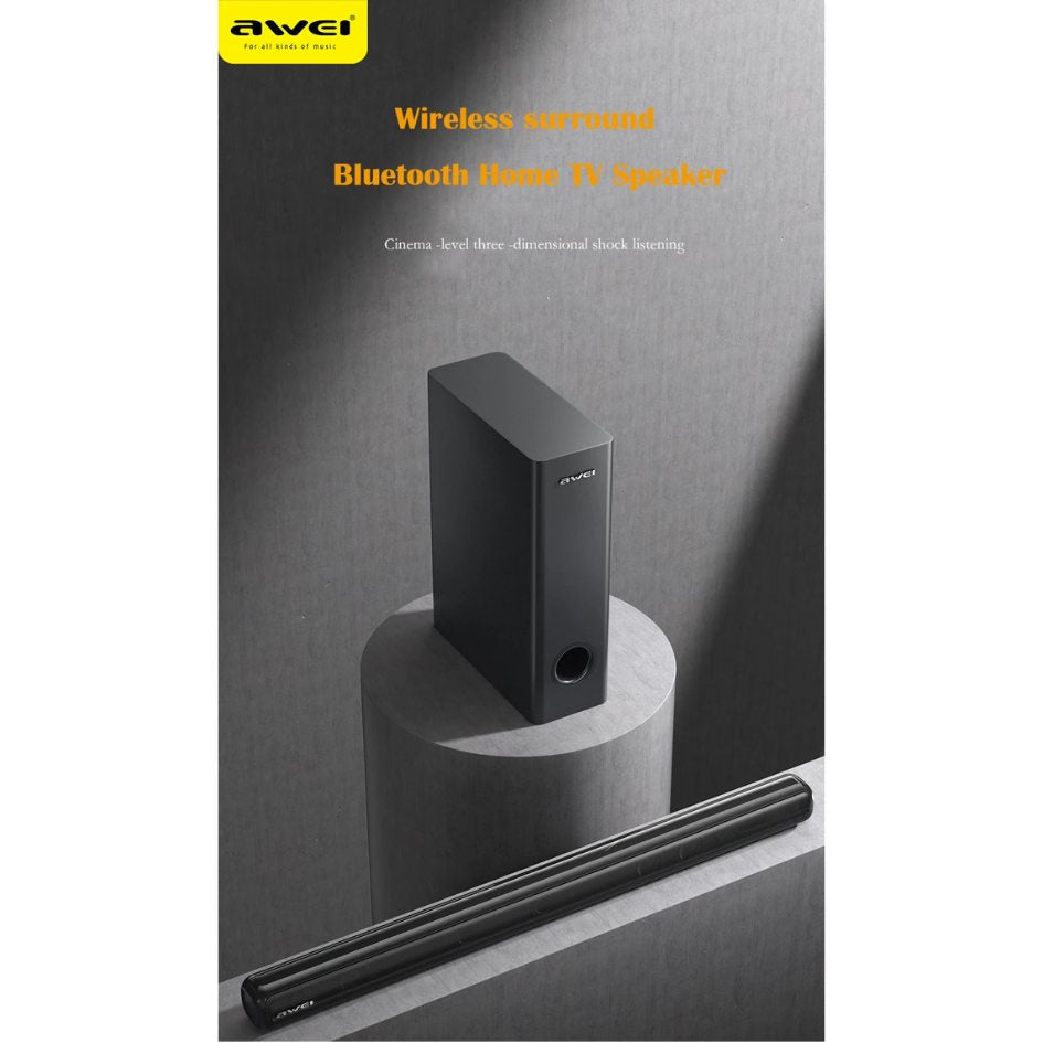 Awei Y520 100W Home Sound Bar Wireless Bluetooth Home Theater Speaker System TV With Subwoofer
