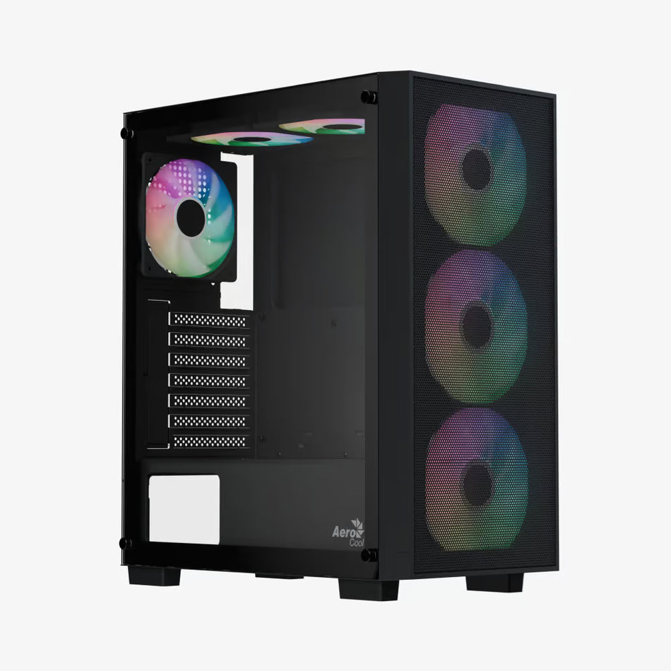 Aerocool Case  B509A Flow Mid Tower Case with Front 3x140mm, Top 2x120mm and Rear 1x120mm ARGB Fan - Black or White