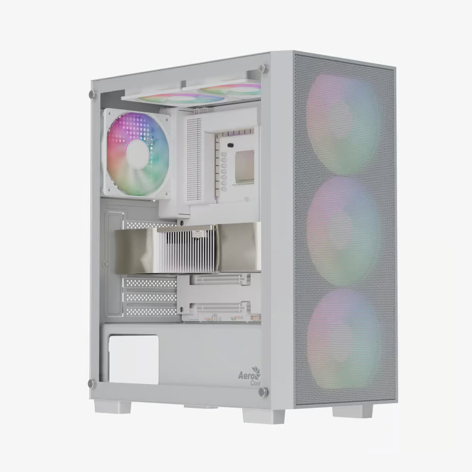 Aerocool Case  B509A Flow Mid Tower Case with Front 3x140mm, Top 2x120mm and Rear 1x120mm ARGB Fan - Black or White
