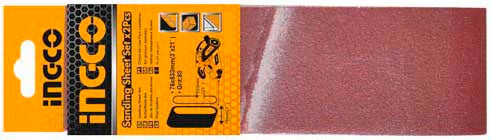 Ingco 80-Grit Sanding Sheet Set (BSP020801) 5-Piece Hook and Loop Sandpaper Sheets for High-Efficiency Wood, Metal & Surface Prep Sanding