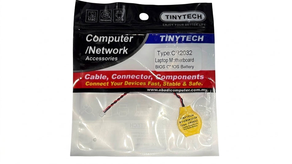 Tinytech CR2032 2-Pin Laptop Motherboard BIOS CMOS Lithium Battery (BT-CR2032/2P1)