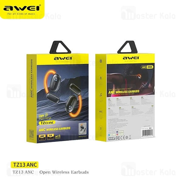 Awei TZ13 ANC Open Design Wireless Earbuds, Earhook Light Effect, Sport Bluetooth, ANC Deep Noise Reduction, 55mAh/3.7V Battery Capacity, Black | TZ13 ANC