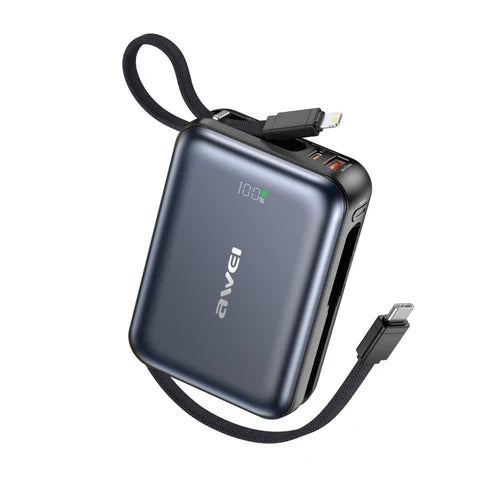 Awei C03 20,000mAh 45W Fast Charging Power Bank - Silver & Black