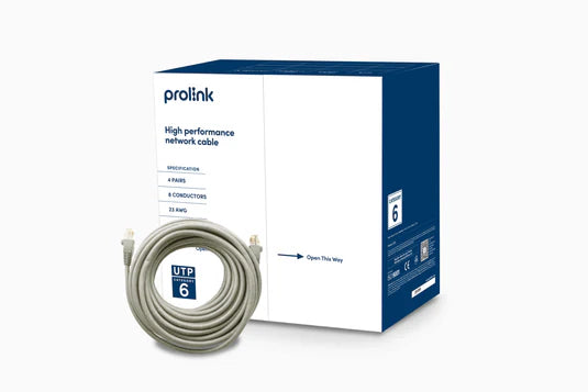 Prolink CAT6/23E Essential Series 4-Pair UTP Network Cable 23AWG 250MHz, 0.57mm, Grey, 305m