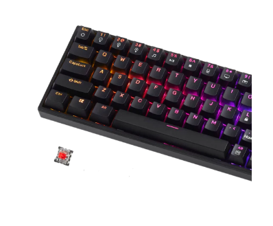 Prolink USB Mechanical Gaming Keyboard with RGB LED Light, 68-key Compact Design, hot-swappable Red Outemu switches