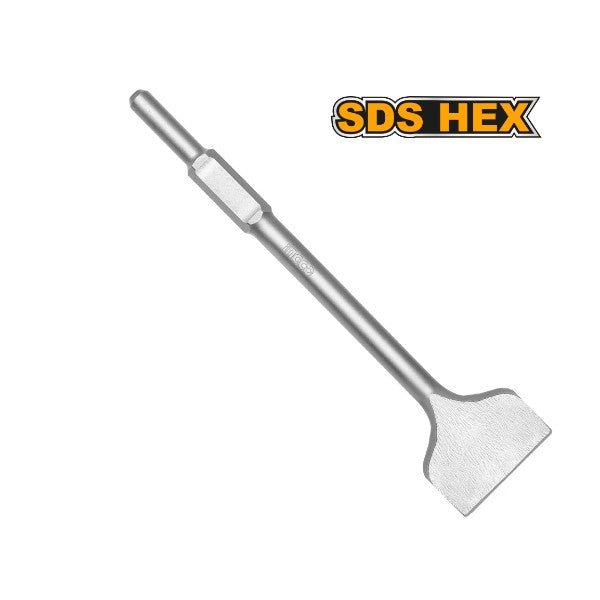 Ingco 13mm Hex Shank Flat Chisel | Heavy-Duty 400mm Premium Carbon Steel Demolition Masonry Chisel for Concrete Crushing and Breaker Hammers (DBC03440013)