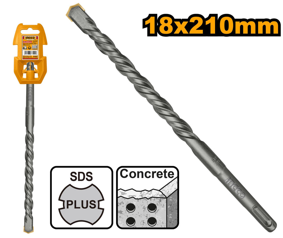 Ingco 14mm x 210mm Professional Pointed SDS-Plus Demolition Chisel – Heavy-Duty Hardened Alloy Steel Concrete Breaker Point Bit for Rotary Hammers (DBH1211801)