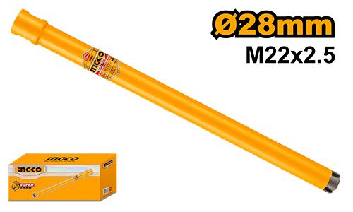 Ingco 28mm x 450mm Professional Wet Diamond Core Bit – Laser-Welded M22 x 2.5 Industrial Core Drill for Rebar-Reinforced Concrete, Marble, and Masonry (DCB520288)