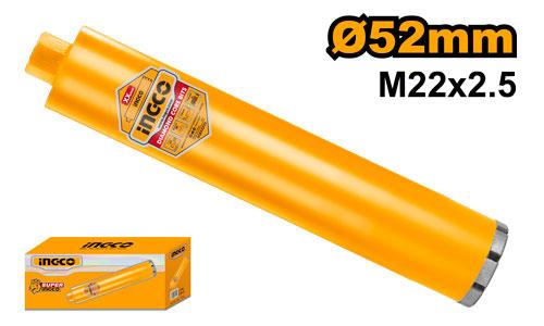 Ingco 52mm x 450mm Professional Wet Diamond Core Bit – Laser-Welded M22 x 2.5 Industrial Core Drill for Rebar-Reinforced Concrete, Granite, and Masonry (DCB580528)