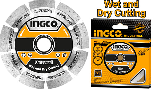 Ingco 9-Inch Professional Dry Diamond Cutting Disc - 230mm x 22.2mm Segmented Circular Blade with 10mm Blade Width for Concrete, Brick, and Stone Masonry (DMD012301)