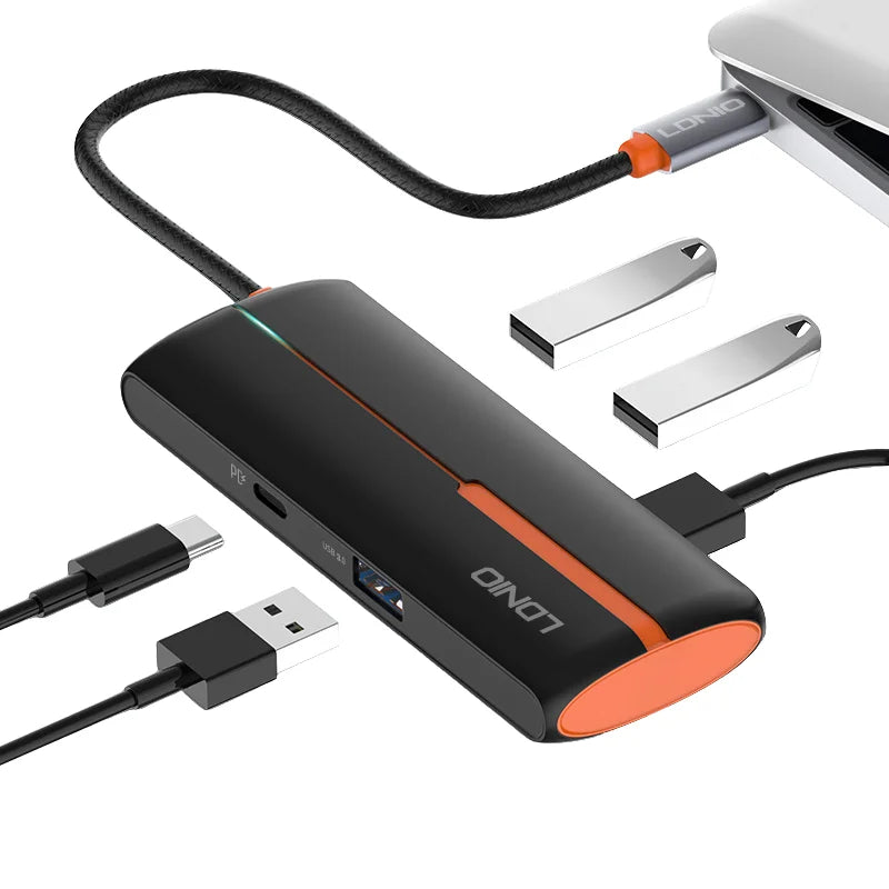 LDNIO DS-25U (Black & White) | 5-in-1 Type-C Multi-Function Docking Station (17cm) | 100W PD + 3x USB 3.0 + USB 2.0