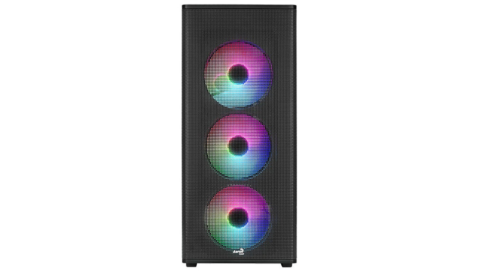 AEROCOOL Designer tempered glass Mid Tower Case with pre-installed Front 120mm ARGB fan x3,  Rear 120mm ARGB fan x1, 7-port PWM ARGB fan hub, USB3.0 x 1 - Glass Edition -Black