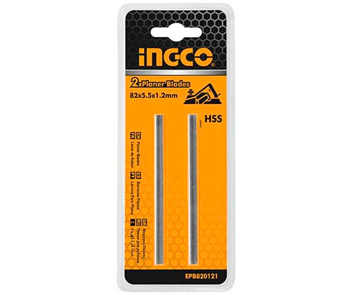 Ingco 2-Piece HSS Electric Planer Blade Set 82mm | Premium 82mm x 5.5mm x 1.2mm High-Speed Steel Woodworking Planing Blades (EPB820121)