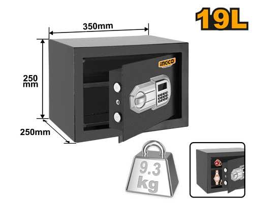 Ingco 19L Digital Electronic Safe Box (ESF2502) – Heavy-Duty Dual-Lock Anti-Theft Security Vault for Home, Office & Hotel
