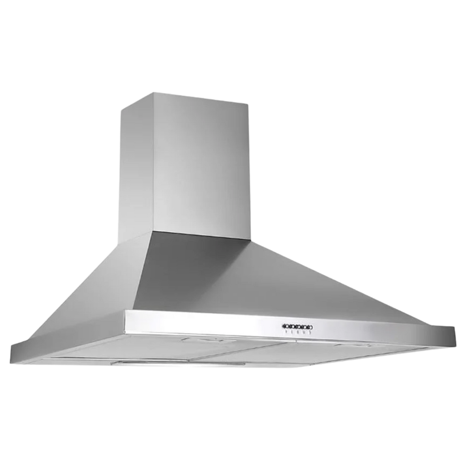 FERRE Gusto 90cm Stainless Steel Pyramid Chimney Cooker Hood | High-Extraction Kitchen Extractor Fan with Triple Aluminum Cassette Grease Filters (GUSTO-90-INOX)