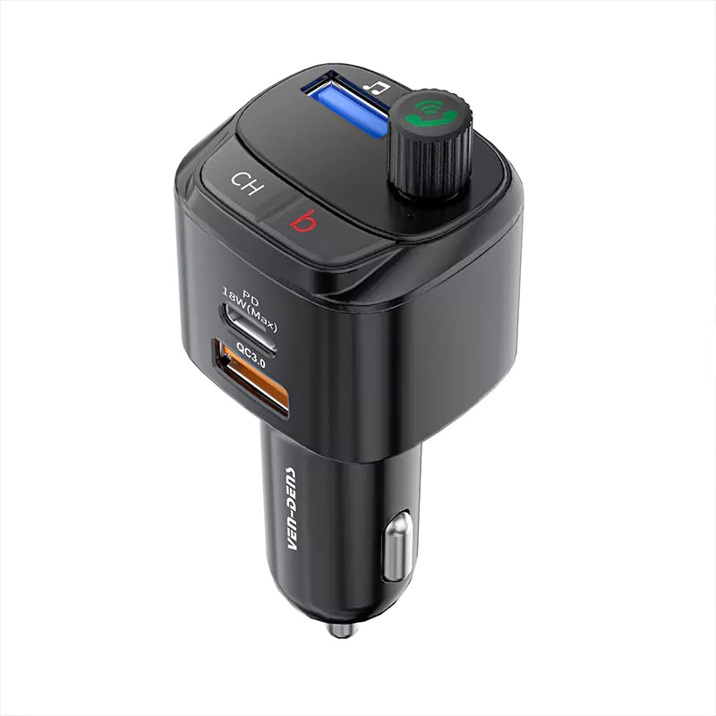 Ven-Dens VD-FM001 Dual Port Car Charger | PD 18W Type-C Fast Charge & 2.1A USB-A Power Adapter