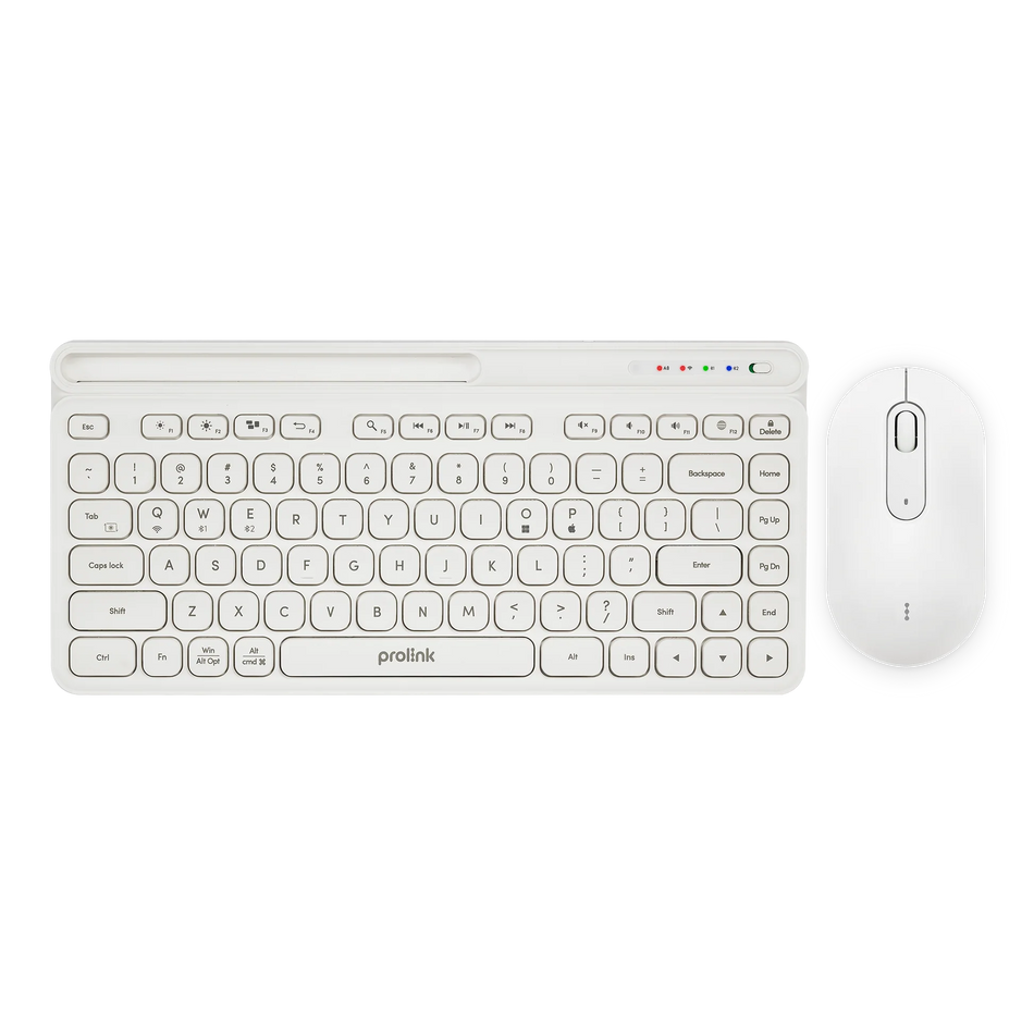 Prolink GMK-5007M Multi-Device Multimedia Keyboard/Optical Mouse (1600dpi/4-button) Desktop Combo, White or Black