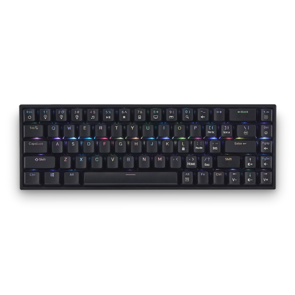Prolink USB Mechanical Gaming Keyboard with RGB LED Light, 68-key Compact Design, hot-swappable Red Outemu switches