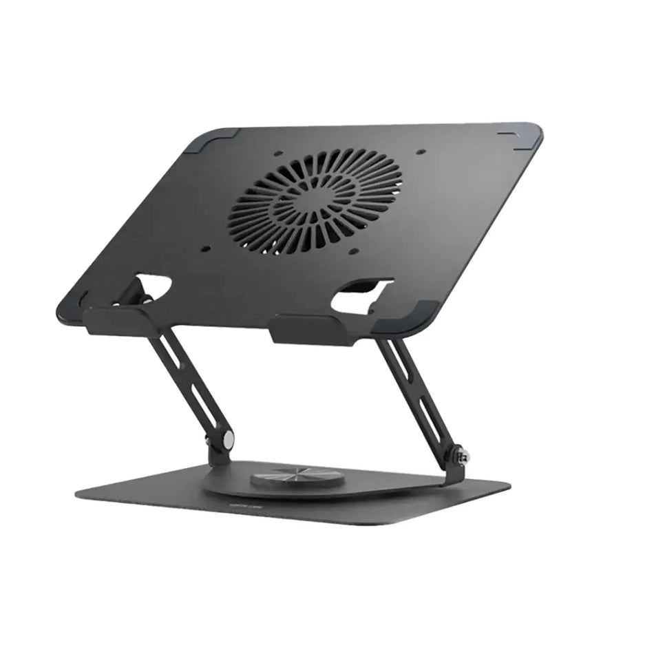 Green Lion Adjustable Laptop Stand - Ergonomic Cooling Mount with Fan (Black)