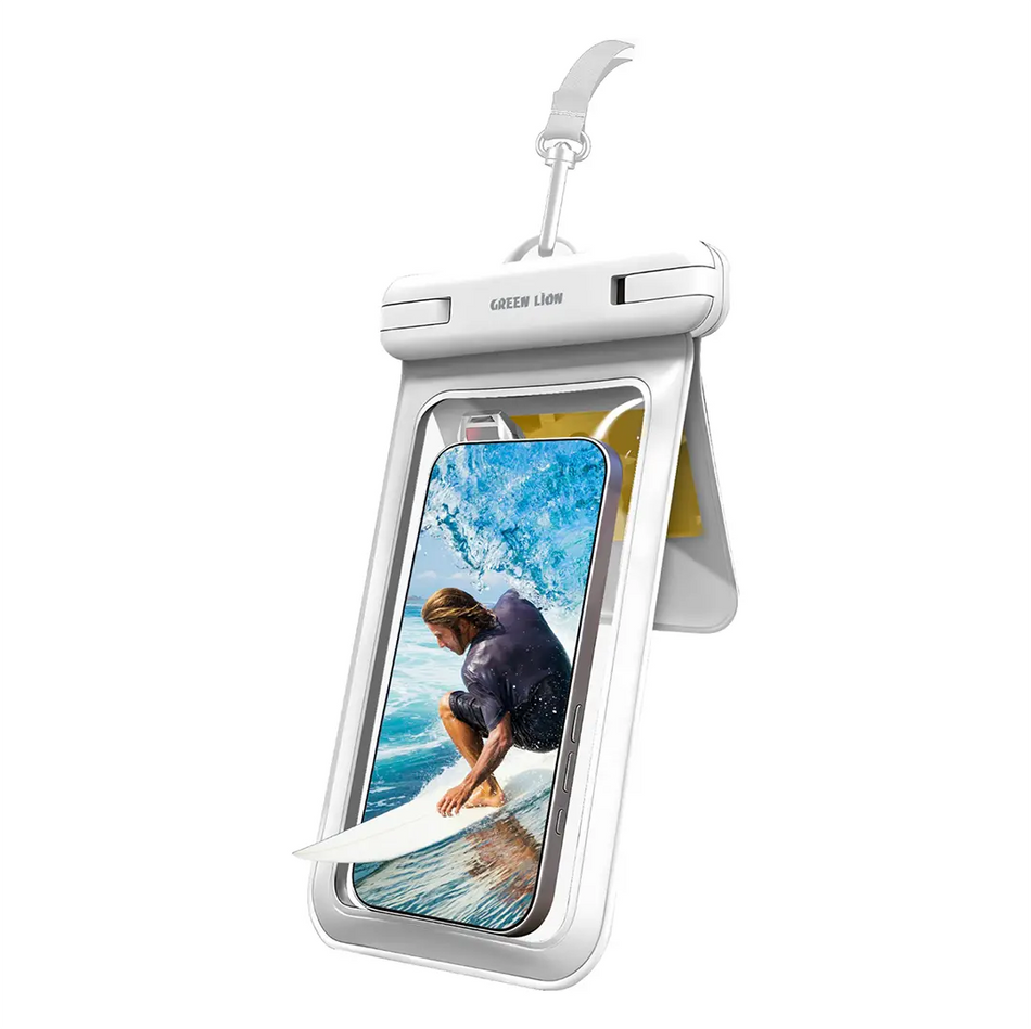 Green Lion Aqua Duo Pouch - Dual Compartment Tech Organizer (White)