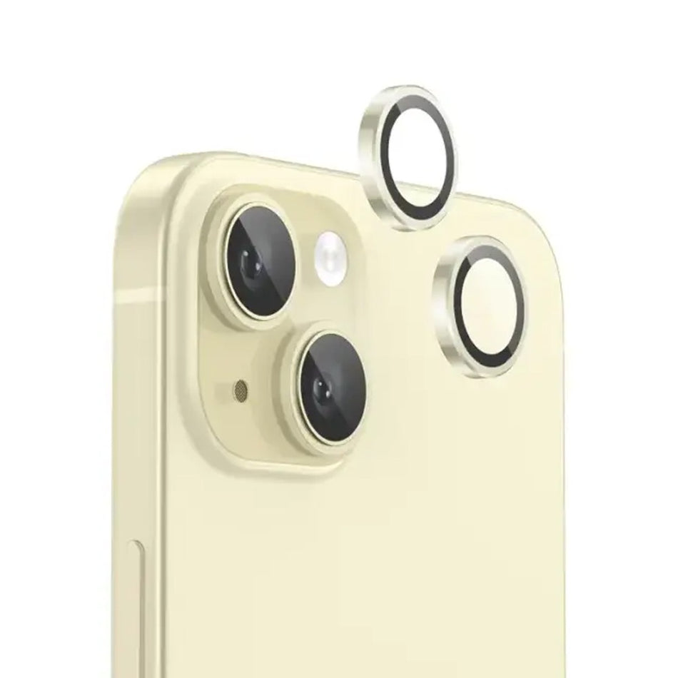 Green Lion HD Camera Lens Protector for iPhone 15 and iPhone 15 Plus | Premium Tempered Glass Camera Ring Shield with Anti-Scratch Ultra-Clear Optical Clarity - Yellow Edition (GNCMHDP15PLYL)