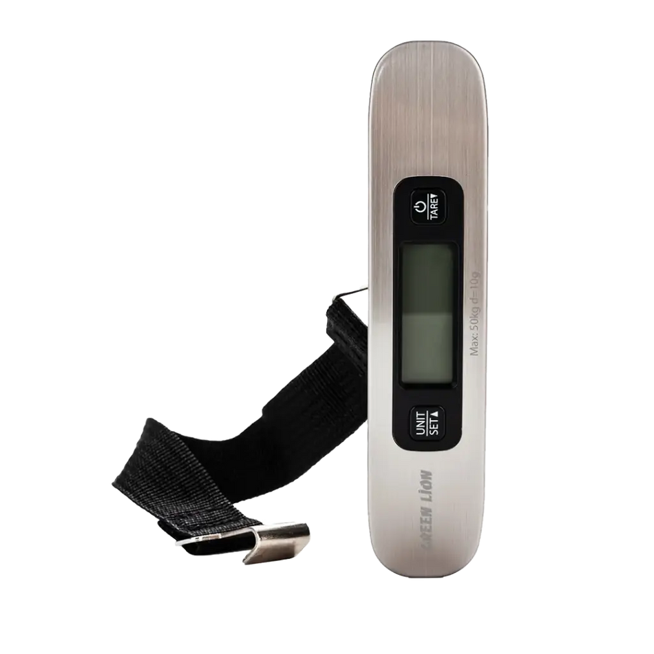 Green Lion  Digital Luggage Scale | High-Precision Portable Hanging Baggage Scale with Backlit LCD Display, Tare Function & Ergonomic Design - Silver Edition (GNDLUSCL50SL)
