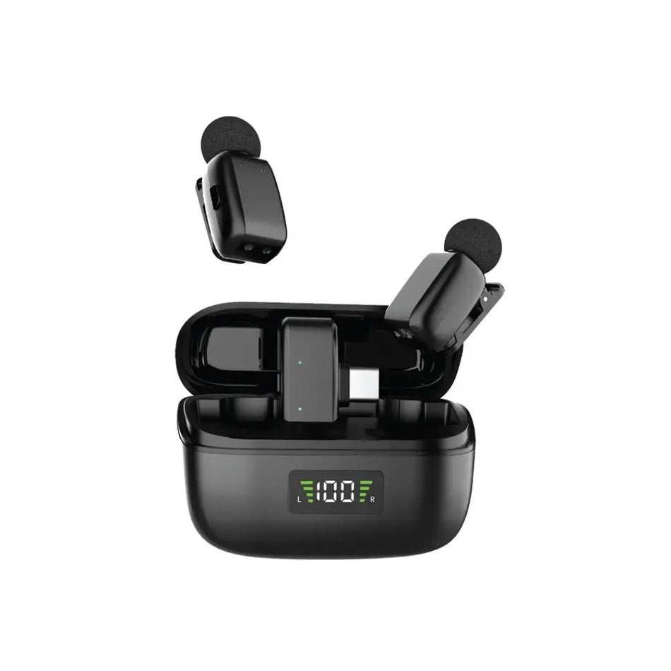 Green Lion GL-MIC7 Flex Mic Duo Dual Wireless Microphone System (Intelligent Noise Cancellation, Plug-and-Play, USB-C & Lightning Interfaces, Black)