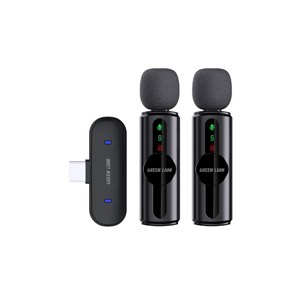 Green Lion GM-76X 3-in-1 Wireless Microphone System (3-Level Noise Cancellation, Dual Mics, Reverb Mode, 20m Range, Black,)