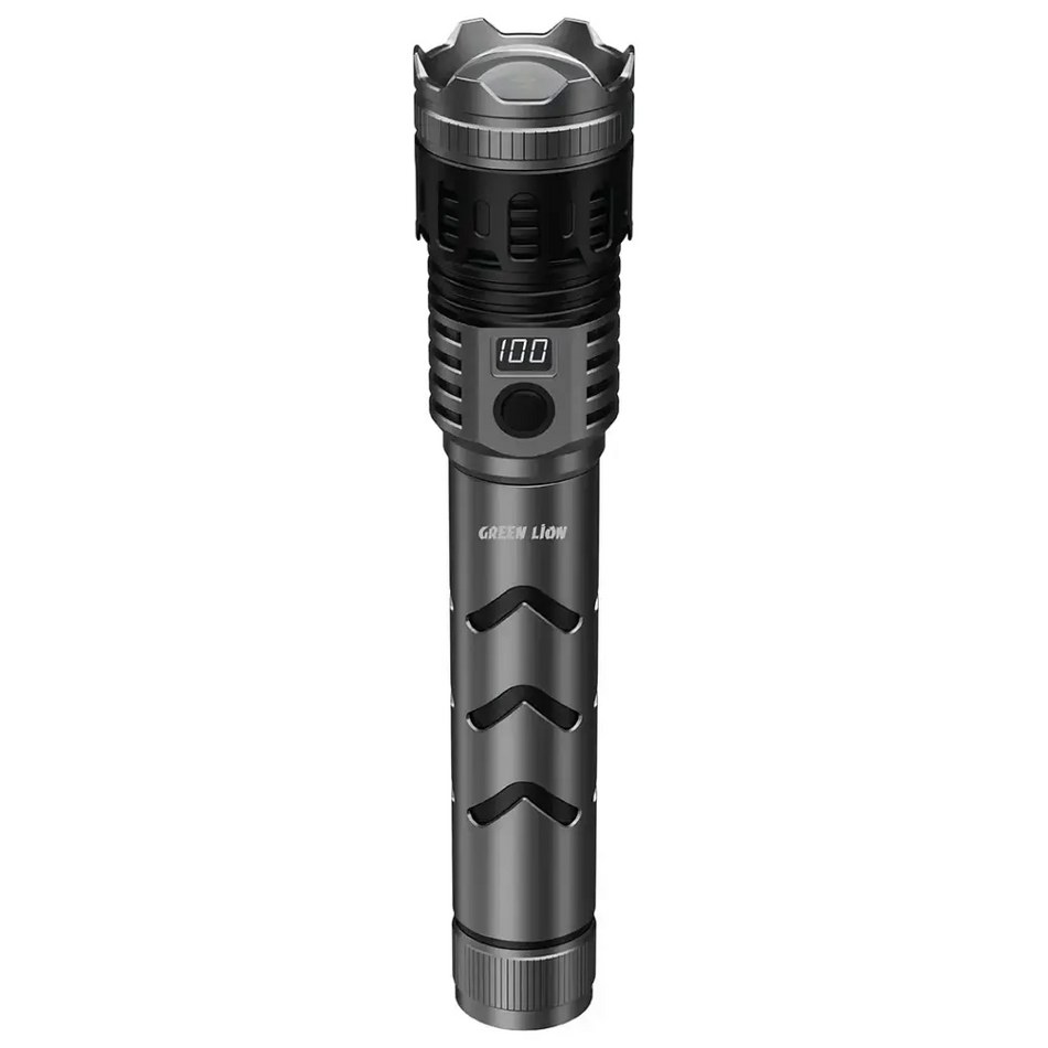 Green Lion Hunter Pro Portable LED Rechargeable Flashlight Torch - Grey