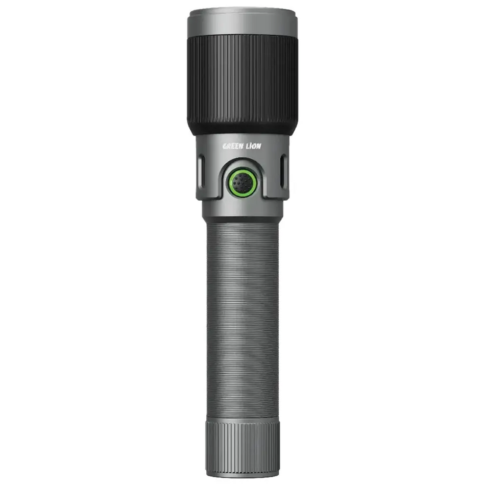 Green Lion GL-F14 Ranger Portable LED Torch - Gray | High-Lumen Rechargeable Outdoor Flashlight, Heavy-Duty Aluminum Alloy Handheld Light