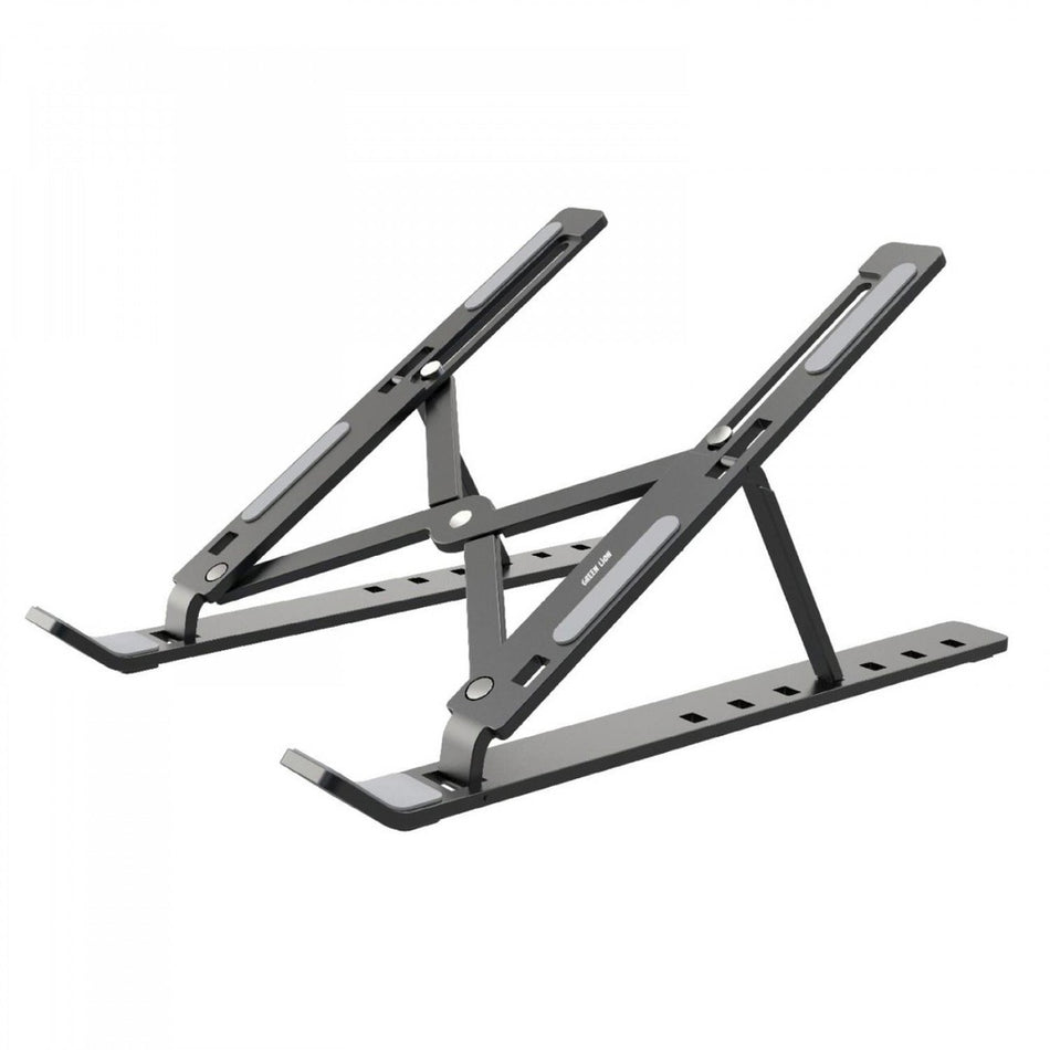 Green Lion X-Foldable Ergonomic Laptop Stand | Portable Aluminum Alloy Notebook Riser with 6-Level Adjustable Height Open Thermal Ventilation Matrix and Anti-Slip Silicone Grips - Space Gray (GNXFOLDASGY)