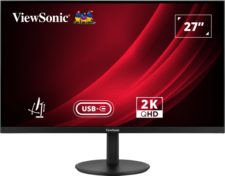 VIEWSONIC VG2708U-2K, 27'' QHD ERGONOMIC MONITOR, HDMI, DISPLAY PORT, USB-C, INTERNAL SPEAKERS