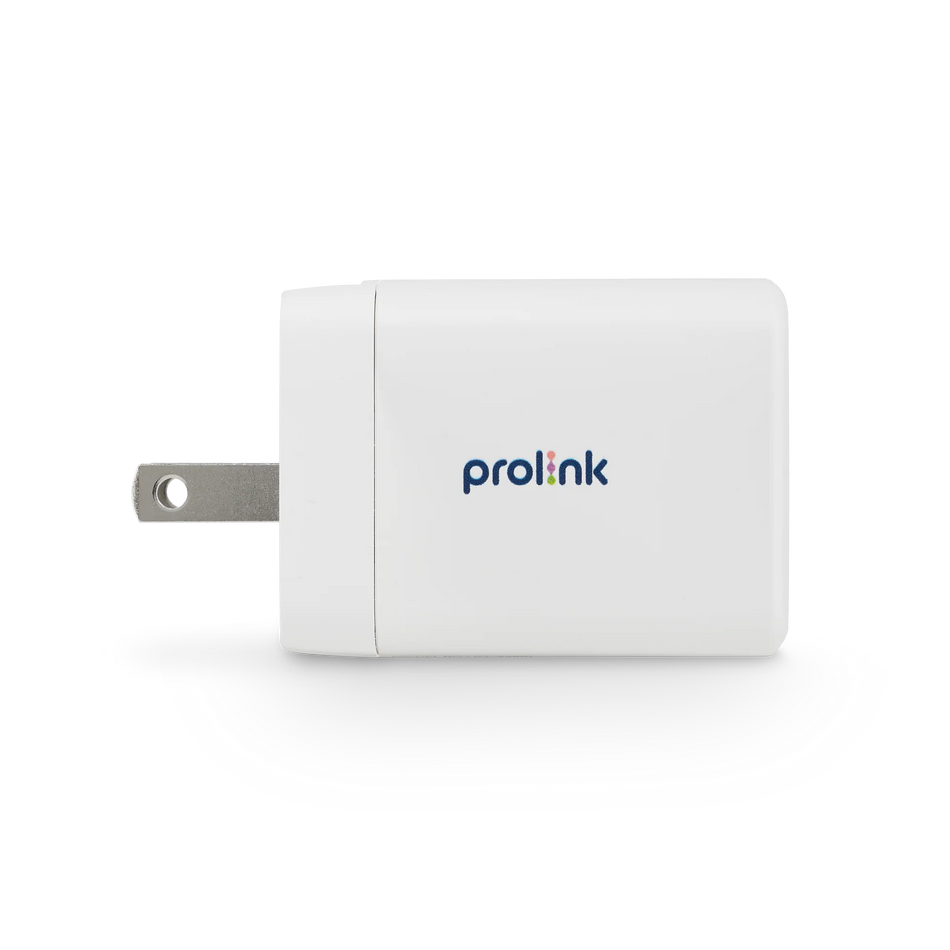 Prolink GT-24802 48W 2-Port GaN PD Travel Wall Charger with IntelliSense, 2x USB-C PD3.0