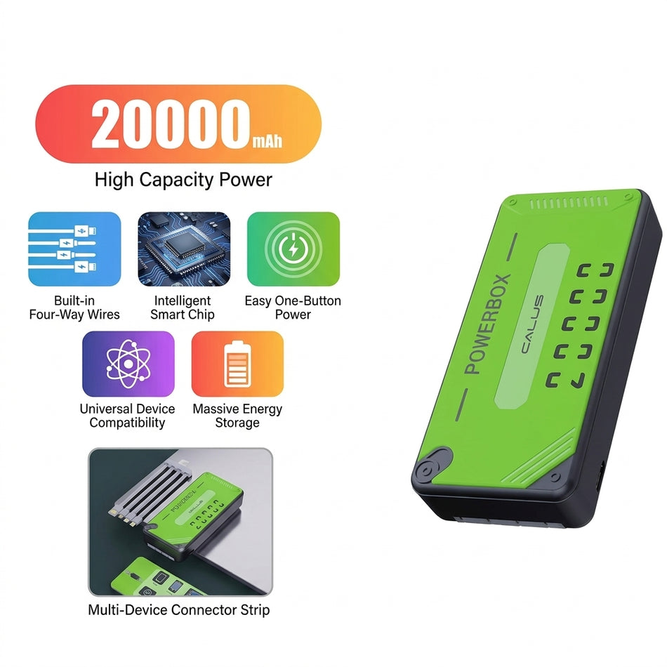 CALUS P225 FIREFLY - 20000mAh 20000 mAh power bank, pocket LED digital display, built-in 4 charging cable