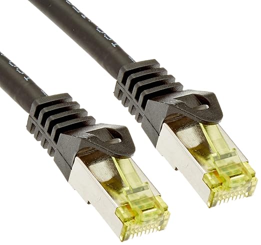 Goobay 91581 RJ45 Patch Cable Cat 6A S/FTP (Pimf), 500 MHz with Cat 7 Raw Cable, Black, 0.5 m