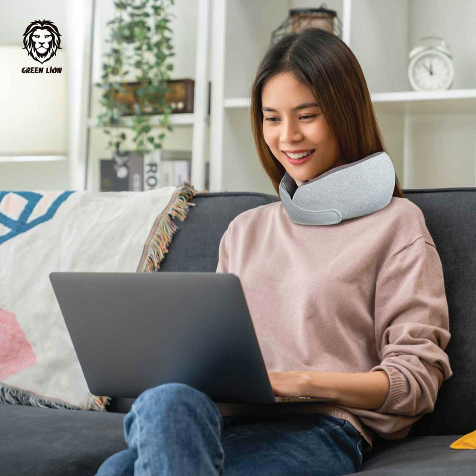 Green Lion Neck Massager 5W | Intelligent Ergonomic Cervical Pulse Massager for Neck and Shoulder Relaxation - Grey Edition (GNNECKMASSRGY)