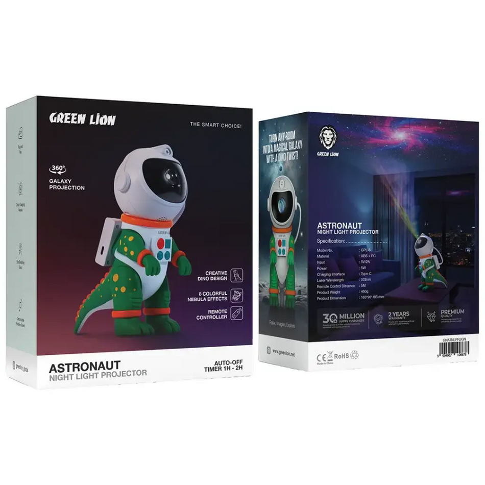 Green Lion Astronaut Night Light Projector - Green