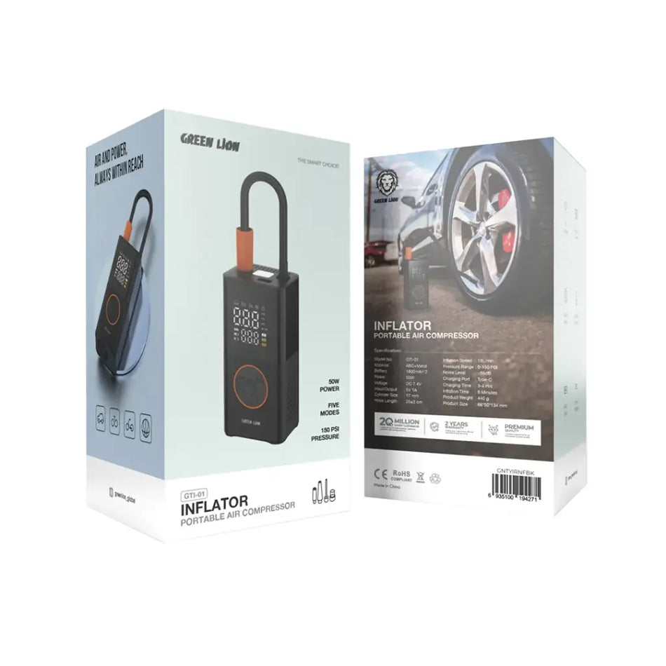 Green Lion GTI-01 Inflator Portable Air Compressor  - Black